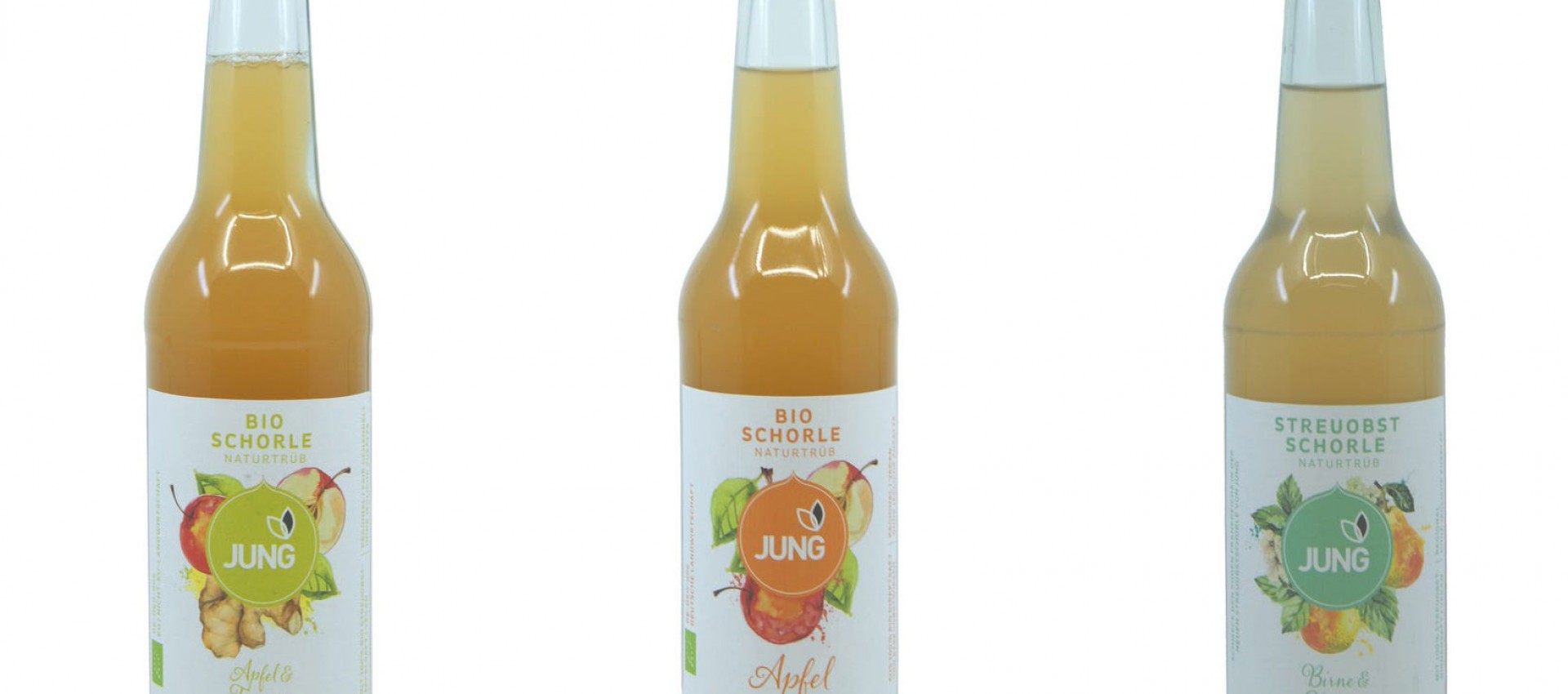 Jung BIO Apfel, Apfel-Ingwer, Birne-Minze Schorle