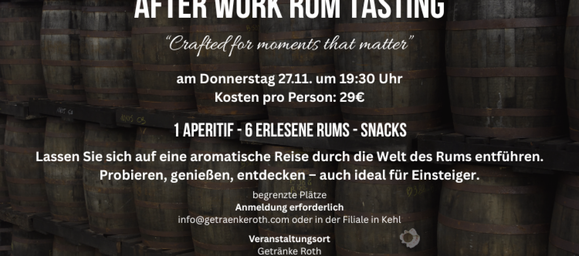After Work Rum Tasting Getränke Roth in Kehl
